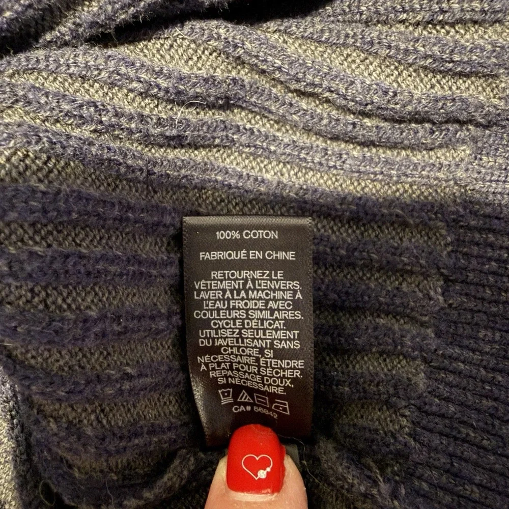 Express Men's Sweater Size L Navy‎ Blue 1/4 Zip and Snap Ribbed Stretch Fitted